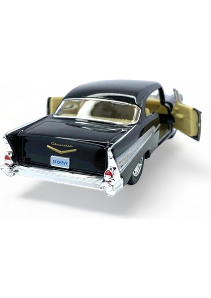 Peda Toy Metal Model Chevrolet Lisanslı Die-Cast Araç 1,36 Çek Bırak Kapı Aç Kapa 1957 Chevrolet Bel Air