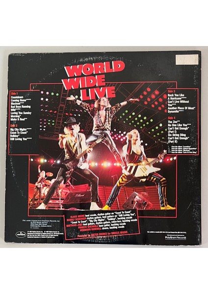 Scorpions World Wide Live Double Çift Lp Plak (Orjinal 1985 Dönem Avrupa Baskı)