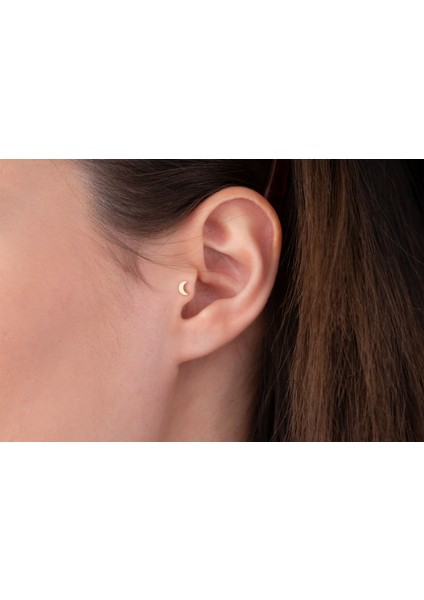 Mini Ay Tragus Piercing 14 Ayar Altın