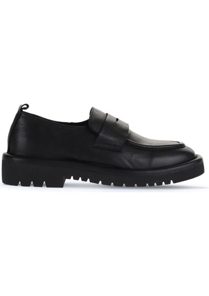 Siyah Deri Kadın Loafer 01Wz6703