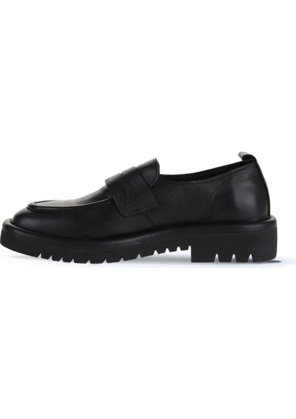 Siyah Deri Kadın Loafer 01Wz6703 modelleri
