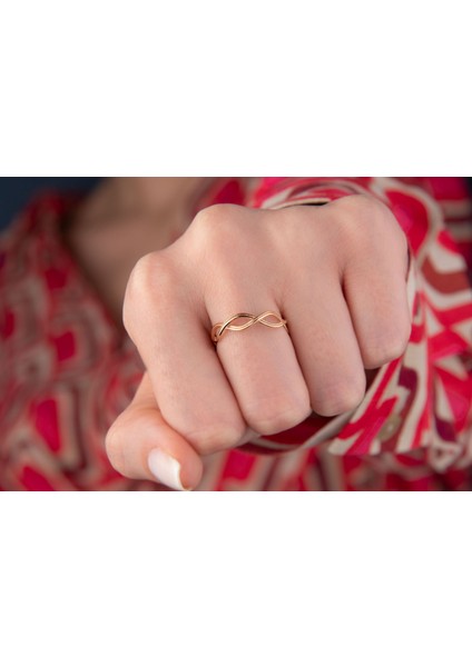 Zarif Örgü Sarmal Yüzük 14 Ayar Altın