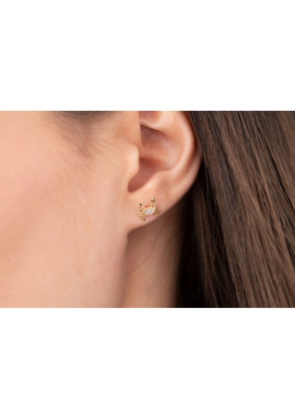 Yengeç Tragus Piercing Kıkırdak 14 Ayar Altın