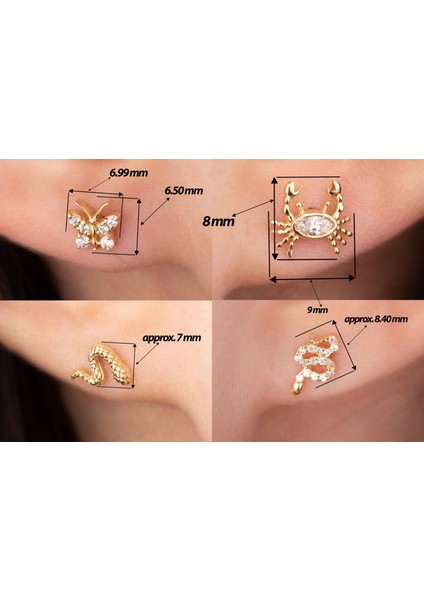 Yengeç Tragus Piercing Kıkırdak 14 Ayar Altın