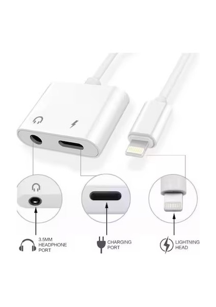 Iphone 3.5mm Aux Kulaklık ve Şarj Çoklayıcı Kablo Çevirici modelleri