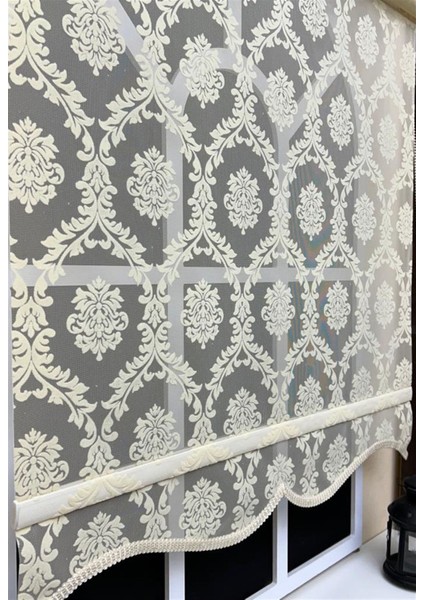 Çift Mekanizmalı Damask Tül Stor ve Ekru Stor Perde ST 044