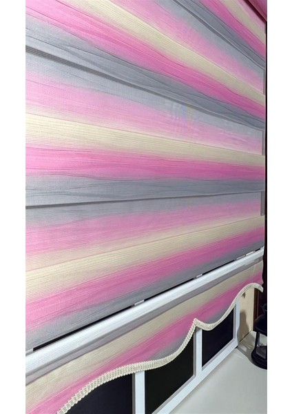 Zebra Stor Perde Pembe Gri Renk Geçişli Etek Dilimli ST 046