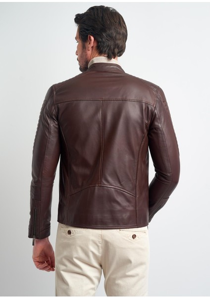 Erkek Bordo Motorcu Deri Ceket modelleri