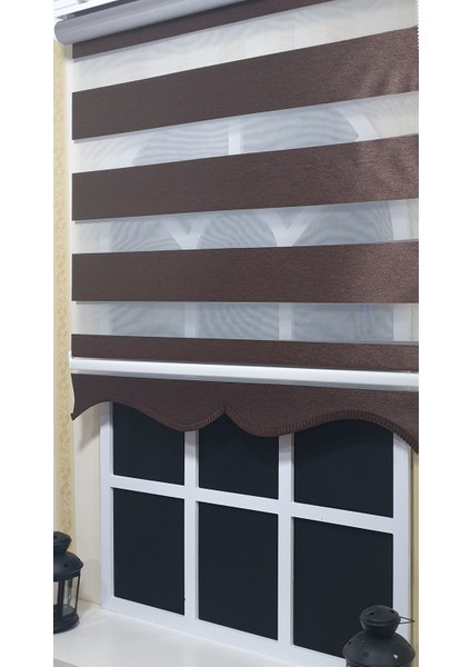 Zebra Stor Perde Kahverengi Etek Dilimli St 004