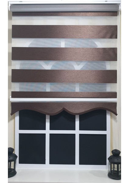 Zebra Stor Perde Kahverengi Etek Dilimli St 004
