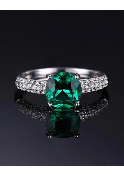 Zümrüt Taşlı Diamond Yarımtur Tektaş Kadın Gümüş Yüzük fiyatları