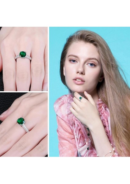 Zümrüt Taşlı Diamond Yarımtur Tektaş Kadın Gümüş Yüzük modelleri