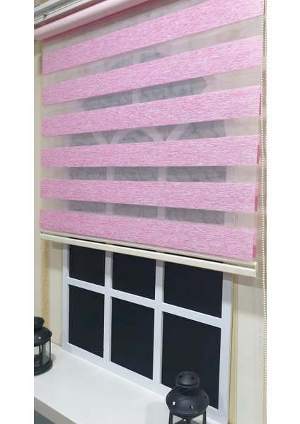 Lux Bambu Stor Zebra Perde Fuşya Pembe Etek Dilimli  STB 400 V16