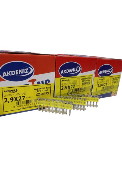 2.9x27 mm Metal & Beton Uygulamaları İçin Pin Çivi 1 Koli 5 Kutu - GAZSIZ