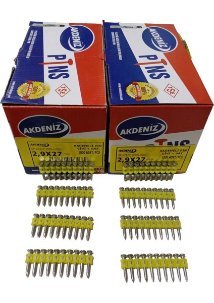 2.9x27 mm Metal & Beton Uygulamaları İçin Pin Çivi 1 Koli 5 Kutu - GAZSIZ