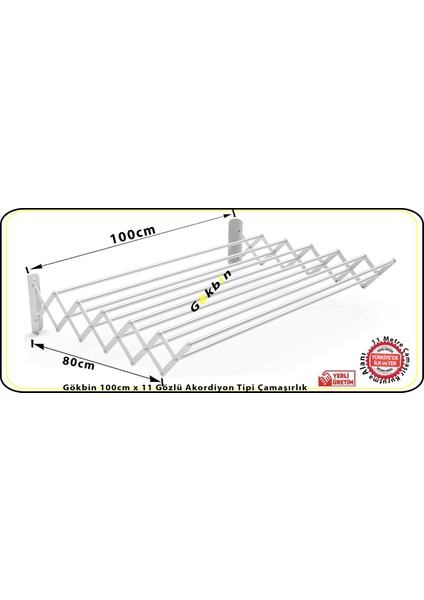 Akordiyon Çamaşırlık Kurutmalık Askısı 100CMX11GÖZLÜ Paslanmaz Alüminyum Yeni ÜRÜN 2023