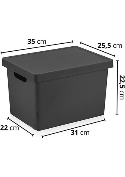 Kapaklı Kutu 17 Lt Gri