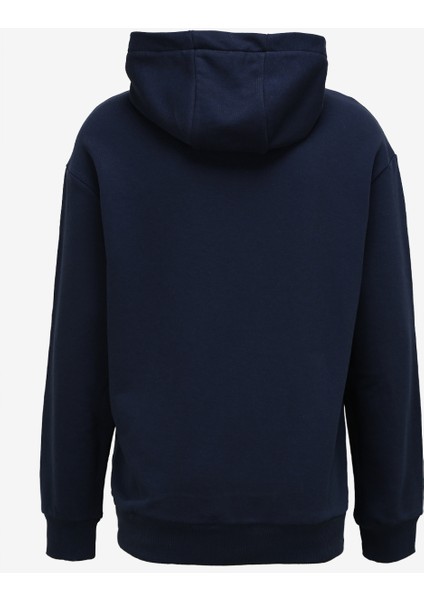 Lacivert Erkek Kapüşonlu Nakışlı Sweatshirt D3WM-SWT28