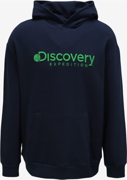 Discovery Expedition Lacivert Erkek Kapüşonlu Nakışlı Sweatshirt D3WM-SWT28