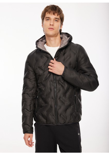 Siyah Erkek Kapüşonlu Kapitone Mont D3WM-MNT2