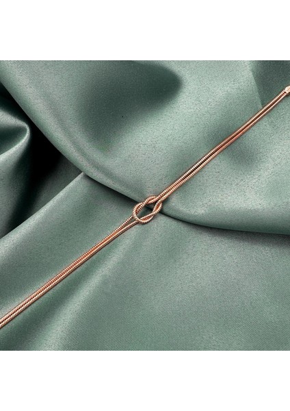Düğüm Model Rose Gold Kaplama Unisex Gümüş Çift Bileklik