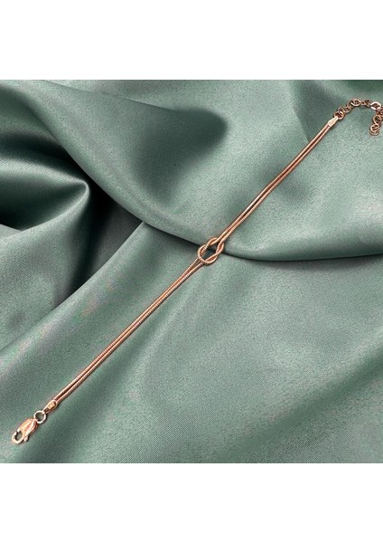 Düğüm Model Rose Gold Kaplama Unisex Gümüş Çift Bileklik fiyatları