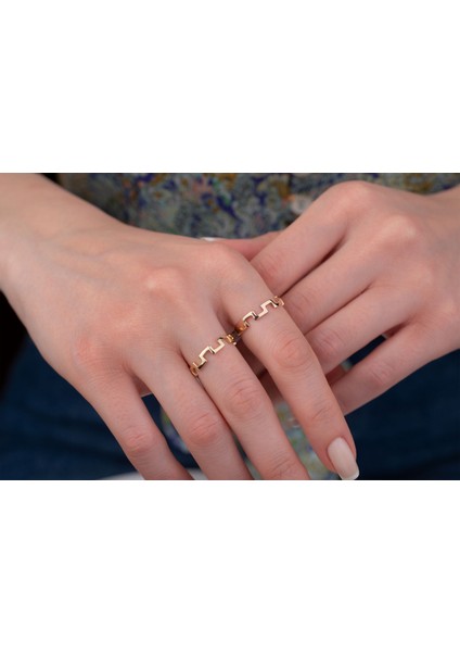 Labirent Merdiven Yüzük Yüzük 14 Ayar Altın modelleri