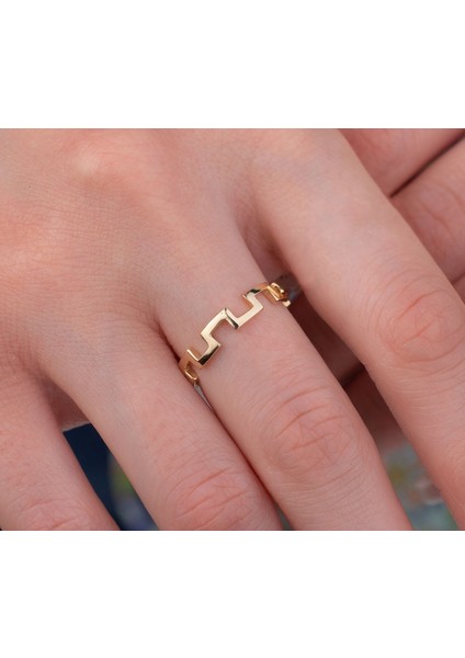 Labirent Merdiven Yüzük Yüzük 14 Ayar Altın indirimleri