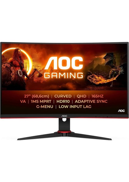 Aoc 27" CQ27G2SE/BK 1ms 165HZ 2k Dp Aoc 27" CQ27G2SE/BK 1ms 165HZ 2k Dp