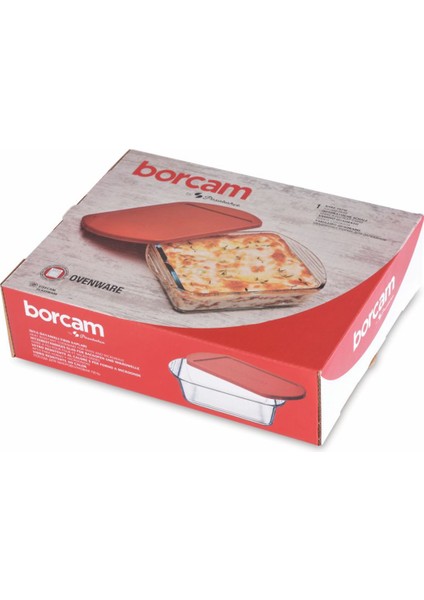 59854 Kırmızı Kapaklı Kare Borcam Tepsi 1040CC