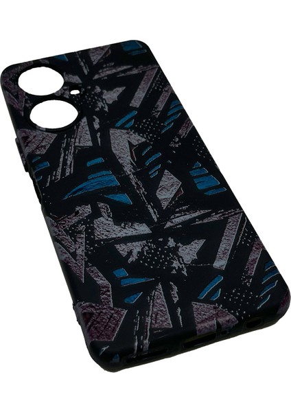 Tecno Camon 19 Pro Siyah Kılıf Spor Desenli Kapak Korumalı Kılıf