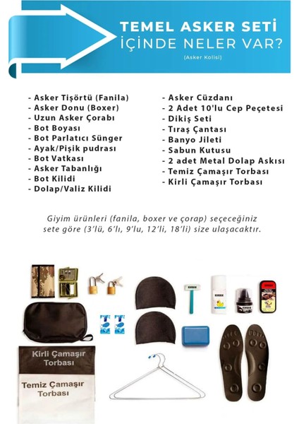 6'lı Temel Askeri Malzeme Paketi