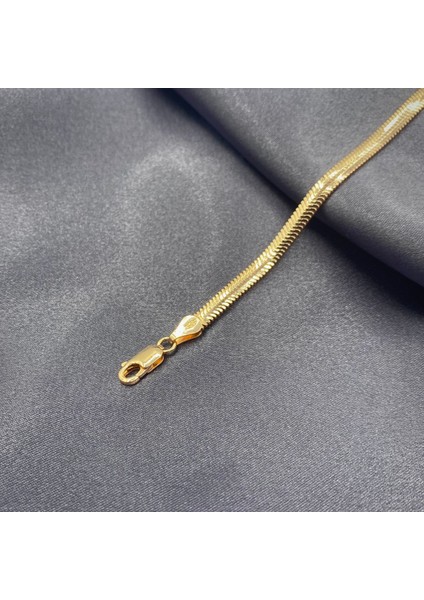 4 Mm. Balık Pulu Yılan Sırtı Rose Gold Kaplama Kadın Gümüş Zincir Bileklik modelleri