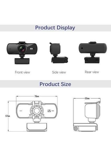 Web Kameraları Full Hd 2k Web Kamerası Mikrofonlu Otofokus Pc Bilgisayar Mac Dizüstü Masaüstü Web Kamerası Için USB Web Kamerası (Yurt Dışından)
