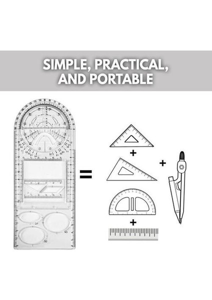 Okul Ofis Malzemeleri Için Geometrik Cetvel Çizim Şablonu Ölçme Aracı (Yurt Dışından)