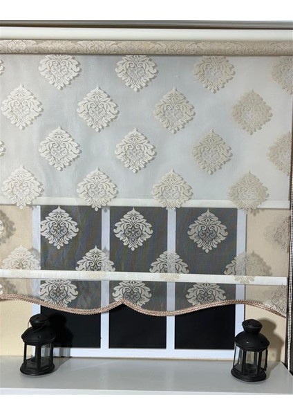 Çift Mekanizmalı Somon Tül Perde ve Ekru Stor Perde STB45239-V106 fiyatları