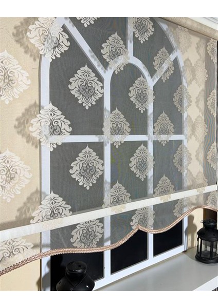 Çift Mekanizmalı Somon Tül Perde ve Ekru Stor Perde STB45239-V106 fırsatları