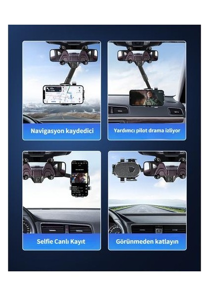 Çok Fonksiyonlu 360 ° Araba Dikiz Aynası Cep Telefonu Tutucu (Yurt Dışından) modelleri