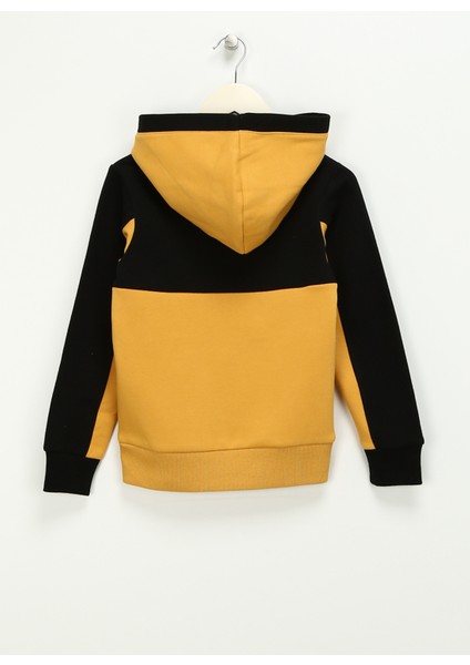 Jack & Jones Düz Erkek Çocuk Bej - Siyah Sweatshırt Jjeforce Blockıng Sweat Hood Jnr