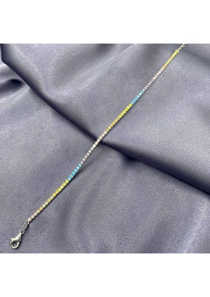 1 Mm. Pudra Renkli Taşlı Su Yolu Kadın Gümüş Bileklik fiyatları