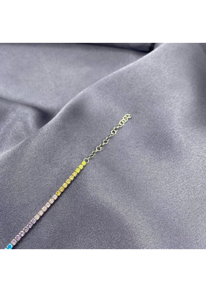 1 Mm. Pudra Renkli Taşlı Su Yolu Kadın Gümüş Bileklik fırsatları