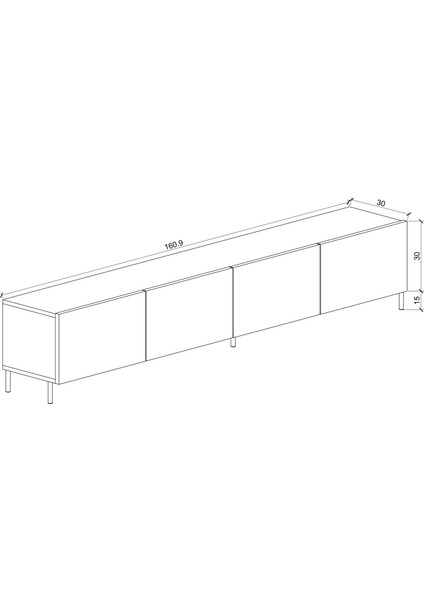 Minimalist 160 cm Demir Ayaklı Beyaz Tv Ünitesi - Ideal Ebatlarla Modern Tasarım