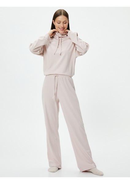 Boğazlı Bağlamalı Pijama Üst Kaşkorse Yumuşak Dokulu Uzun Kollu fiyatları