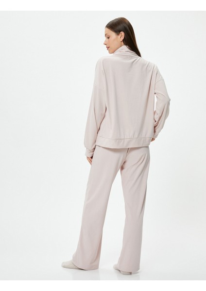 Boğazlı Bağlamalı Pijama Üst Kaşkorse Yumuşak Dokulu Uzun Kollu fırsatları