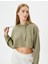 Spor Crop Kapşonlu Oversize Sweatshirt Modal Kumaş Uzun Kollu 1