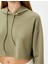 Spor Crop Kapşonlu Oversize Sweatshirt Modal Kumaş Uzun Kollu 5