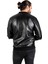 Erkek Siyah Slim Fit Suni Deri Ceket Dar Kesim Önü Fermuarlı Deri Mont 1820094 5