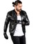 Erkek Siyah Slim Fit Suni Deri Ceket Dar Kesim Önü Fermuarlı Deri Mont 1820094 3