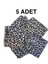 5'Li Set Hediyelik Leopar Desen Flamlı Pamuklu Yazma Eşarp 100X100Cm 1