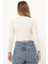 Kadın Krem Fitilli Balıkçı Yaka Uzun Kollu Crop Örme Bluz Body TRP23K-BDY231023 4